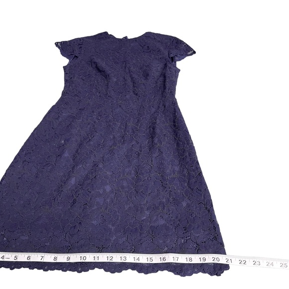 New!! H&M Short Sleeve Lace Midi Dark Blue Dress Size 6 - Picture 11 of 13
